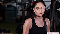 Latina babe goes to the gym and asks forgiveness on her gf.She accidentally pushes her gf and starts kissing her.After that,her gf gets horny.She sucks her tits and licks her pussy.In return she does the same to her gf before they switch to 69 positi